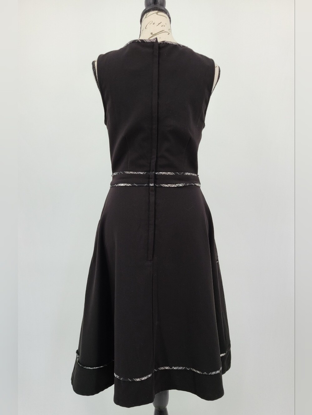 Modcloth Black Sleeveless A Line Dress With Plaid Trim Size Small - Picture 7 of 12